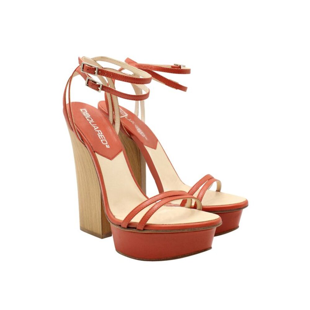 Dsquared2 Open Toe Block Heel Sandals In Orange L… - image 3